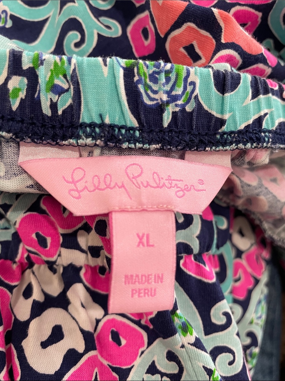 Lilly Pulitzer Navy, Teal & Hot Pink Printed Slip Dress - Picture 2 of 3